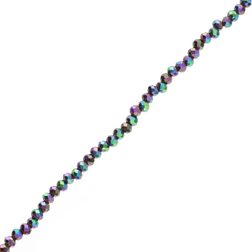 Perla sfaccettata rotonda - tonda appiattita -3,5x2,5 mm Jet Hematite Iris x29cm