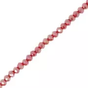 Perles rondelles facettées - rondes aplaties - 3.5x3 mm Luster Indian Red x33cm