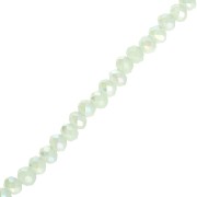 Perla a disco sfaccettate - rotonde appiattite - 3,5x3 mm, lucentezza Aqua Green, 31 cm