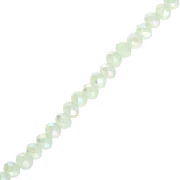 Perla a disco sfaccettate - rotonde appiattite - 3,5x3 mm, lucentezza Aqua Green, 31 cm