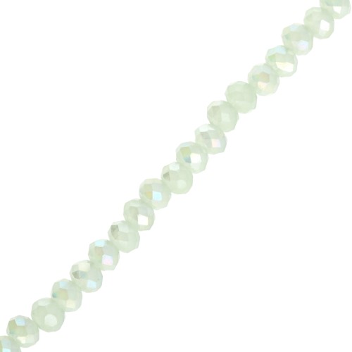 Perla a disco sfaccettate - rotonde appiattite - 3,5x3 mm, lucentezza Aqua Green, 31 cm