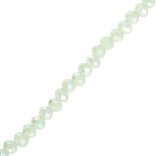 Perla a disco sfaccettate - rotonde appiattite - 3,5x3 mm, lucentezza Aqua Green, 31 cm