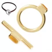 Chiusura T 21 mm per laccetto5 mm Dorato con oro fino x1