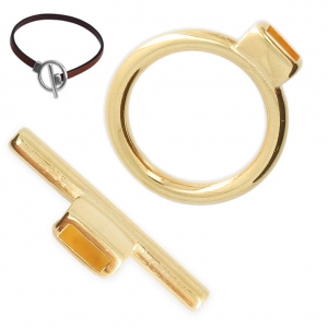 Chiusura T 21 mm per laccetto5 mm Dorato con oro fino x1