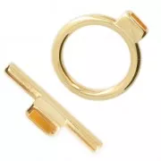 Chiusura T 21 mm per laccetto5 mm Dorato con oro fino x1