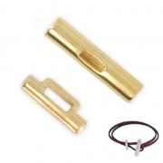 Chiusura cilindro T 25 mm per laccetto 3 mm Dorato con oro fino x1|raw }}