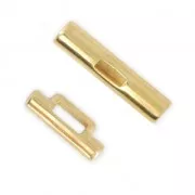 Chiusura cilindro T 25 mm per laccetto 3 mm Dorato con oro fino x1