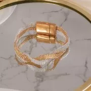 Chiusura magnetica simbolo etnico mm.22x13 per laccetto 10mm dorato con oro fino x1