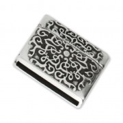 Chiusura magnetica Fiore mm.19x22.5 per laccetto 20mm placcatura argento fino anticato x1|raw }}