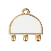 Distanziatore resina epossidica 3 anellini 20 mm Dorato con oro fino/Bianco x1