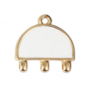 Distanziatore resina epossidica 3 anellini 20 mm Dorato con oro fino/Bianco x1