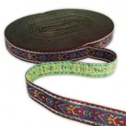 Nastro motivo fiori 20 mm Bordeaux/Blu/Verde x1m