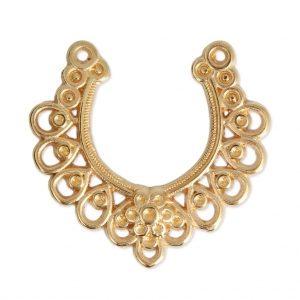 Distanziatore 2 anellini multifile fiorito 34x32 mm Dorato con oro fino x1