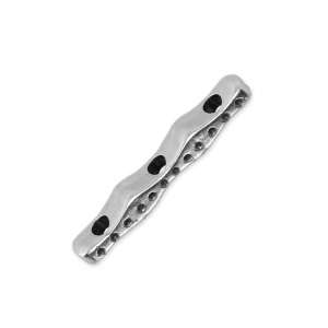Distanziatore martellato 3 file 21x3.5 mm Placcatura argento antico