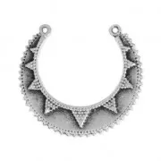 Pendente distanziatore 2 anelllini disegno Sole 33x30 mm Placcatura argento antico x1