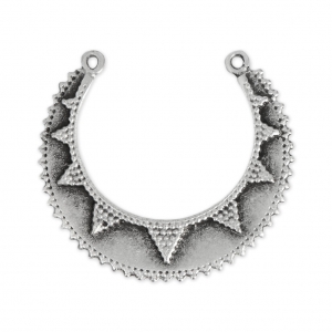 Pendente distanziatore 2 anelllini disegno Sole 33x30 mm Placcatura argento antico x1