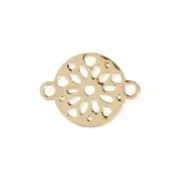 Mini distanziatore filigranato 2 anellini disegno Fiore 10.5x8 mm dorato x1