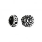 Perla in metallo riccio di mare 11x5 mm Placcatura argento antico x1