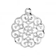 Pendenti leggeri a forma di rosone 18x15mm argentato x1
