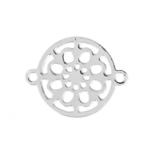 Mini distanziatore 2 anellini disegno Fiore 13x10 mm rodiato  x1