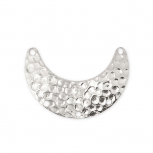 Distanziatore mezzaluna martellato 5 fori 13x19 mm Placcatura argento fino x1