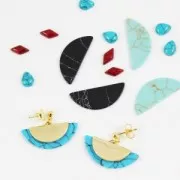 Cabochon losange imitazione Howlite tinto 10x5 mm Turquoise x4