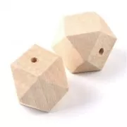 Perle poligonali grandi 30 mm in legno grezzo naturale x10