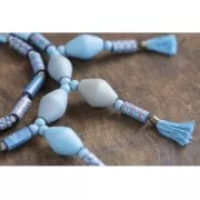 Perle cilindriche sfaccettate 40x12 mm in legno grezzo naturale  x10