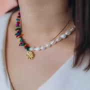 Perle di chips 8 - 11 mm Pietra di Luna (imitazione) x78 cm