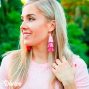 Pompon grande triplo imitazione seta 7 cm Multi Rosa x1