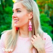 Pompon grande triplo imitazione seta 7 cm Multi Rosa x1