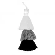Pompon grande triplo imitazione seta 7 cm Nero/Bianco x1