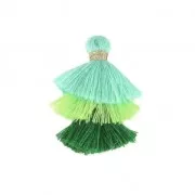 Pompon piccolo triplo imitazione cotone 3 cm Multi Verde x1