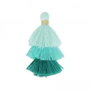 Pompon piccolo triplo imitazione cotone 3 cm Multi Turchese x1