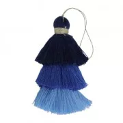 Triplo pompon grande imitazione cotone 7 cm Multi Blu x1