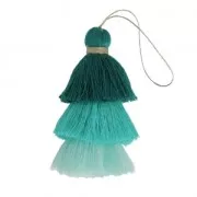 Triplo pompon grande imitazione cotone 7 cm Multi Turchese x1