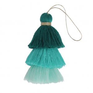 Triplo pompon grande imitazione cotone 7 cm Multi Turchese x1