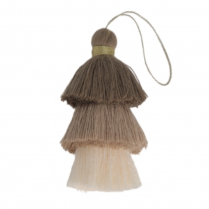 Triplo pompon grande imitazione cotone  7 cm Crema/Multi Marrone x1