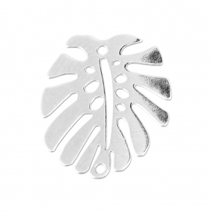 Distanziatore 2 fori Foglia di Filodendro 18x16 mm Argento 925 x1