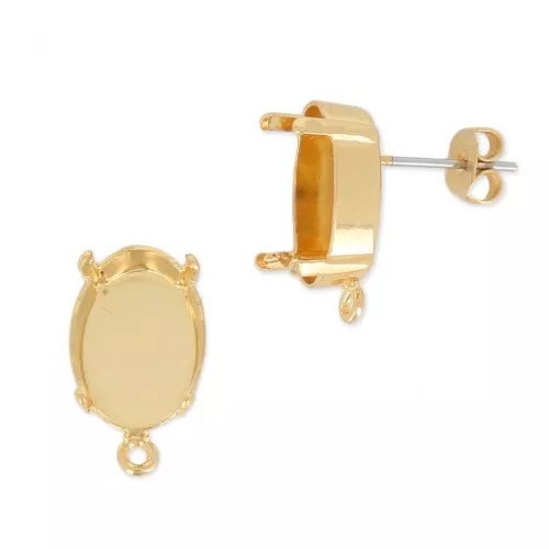 Orecchini per cabochon PureCrystal 4120 14x10 mm dorato x2