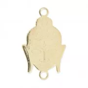 Distanziatore 2 anelli testa di bouddha 18x11 mm Argento 925 placcatura oro 3 microns x1