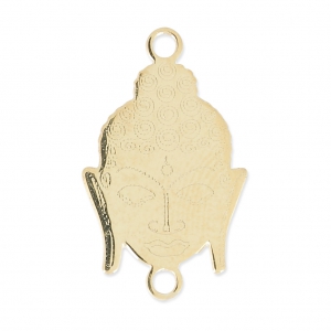 Distanziatore 2 anelli testa di bouddha 18x11 mm Argento 925 placcatura oro 3 microns x1