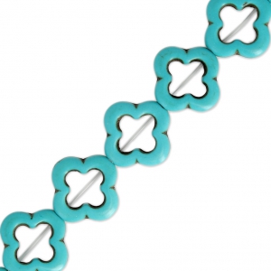 Perlina Perle fiori imitazione Howlite tinta 20 mm Turchese x41cm