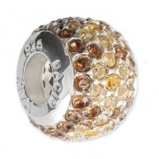 Ciondolo Perla foro grande in Argento 925 - Fiore - Marrone - Giallo x1|raw }}