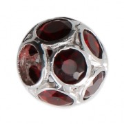 Perla foro grande con strass Argento - Ball - Rosso x1