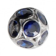 Perla foro grande con strass Argento - Ball - Blu x1