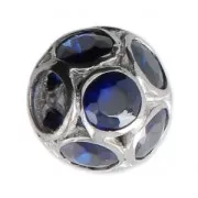 Perla foro grande con strass Argento - Ball - Blu x1