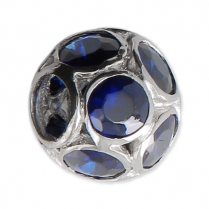 Perla foro grande con strass Argento - Ball - Blu x1