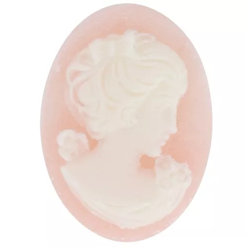 Cameo in resina 18x13 mm - lato destro - Rosa chiaro x1