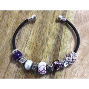 Ciondolo Perla foro grande resina epossidica Argento 925 - Africa - Marrone - Bianco x1